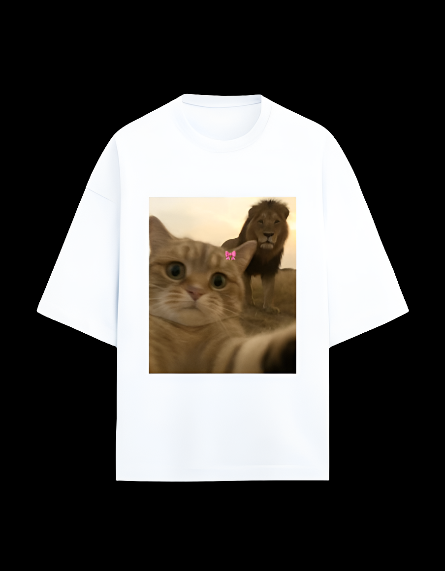 Unisex Pookie Cat & Lion Oversized T-Shirt